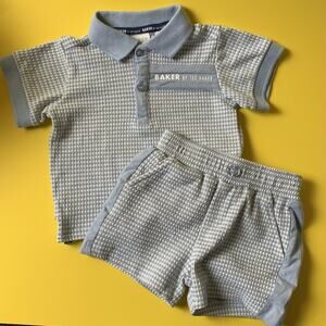 BAKER by TED BAKER 2pc OUTFIT POLO SHIRT SHORTS INFANT BABY BOYS SIZE 3-6 M 3M